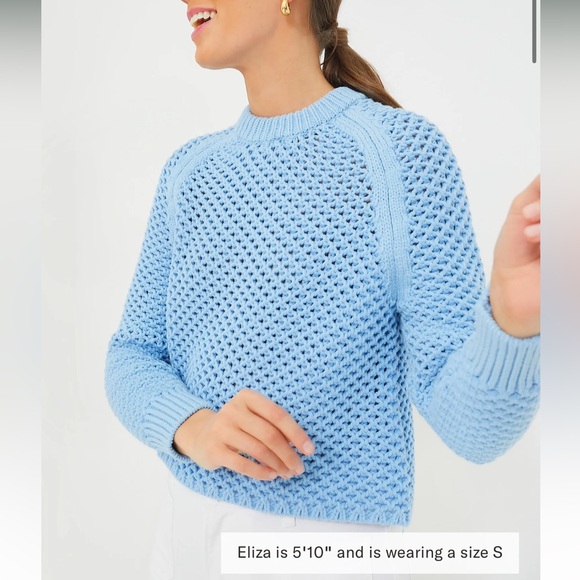 Corsica Blue Crochet Knit Annette Sweater - Picture 1 of 8